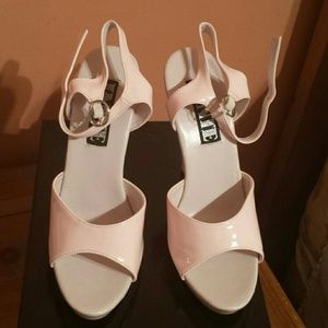 Sexy pink stripper platform sandals