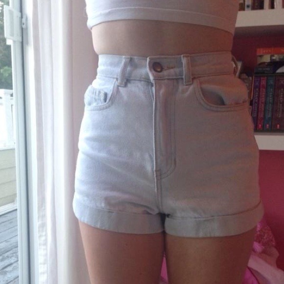 American Apparel High-Waist Light Wash Short