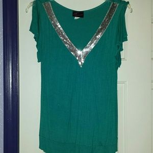 Sparkly Teal Green Top