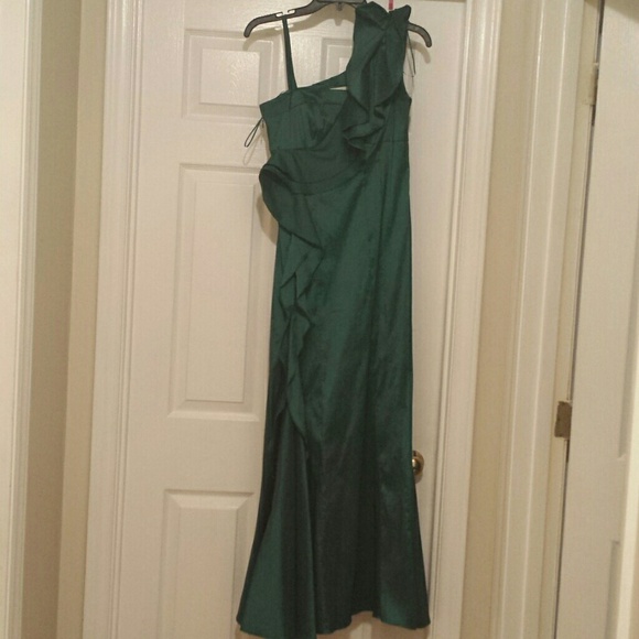Dark green evening gown