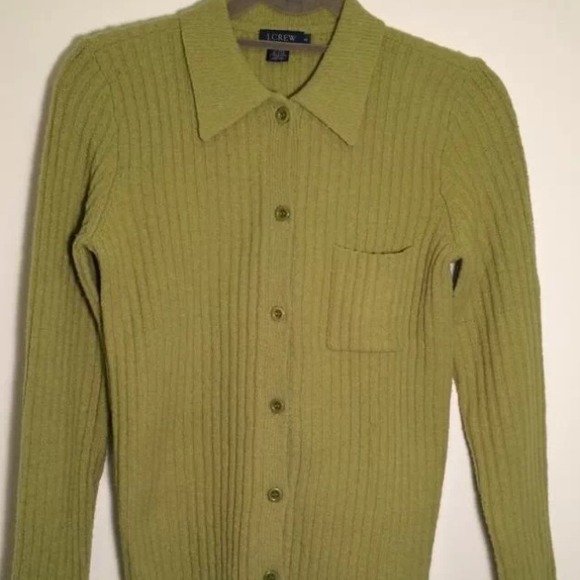 JCrew Cardigan Wool Blend Green Apple Sz S