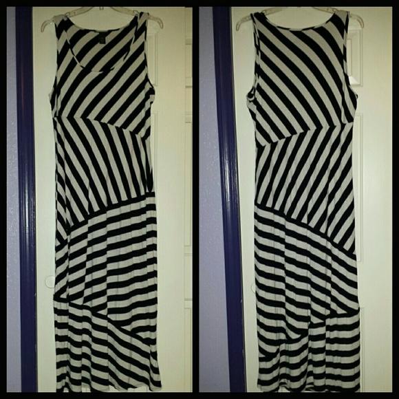 Black And White Striped Maxi