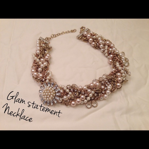 Glam statement necklace- pearls and jewels