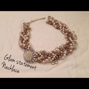 Glam statement necklace- pearls and jewels