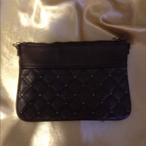 Brown faux leather clutch