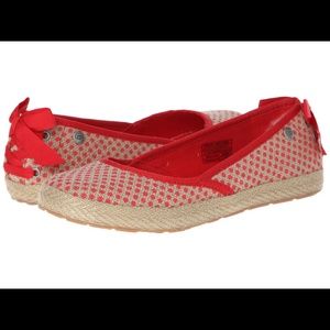 NEW, - UGG Indah Corset Ribbon Flats in Red US 9
