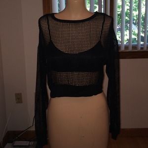 BUNDLED WITH GOLD LEGGINGS-NWT FISHNET TOP