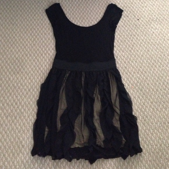 Black Mini Dress W/ Ruffled Skirt (NWOT)