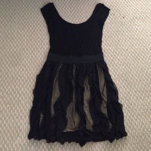 Black Mini Dress W/ Ruffled Skirt (NWOT)