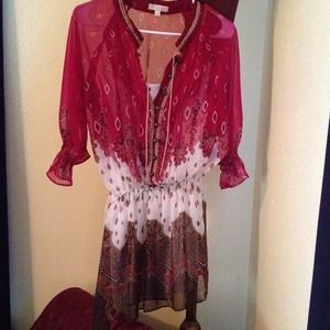 Sheer Gianni Bini blouse, great Fall look, M/L