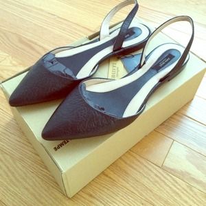 Zara sling black leather sandals