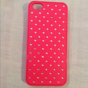 Pink iPhone case with diamonds