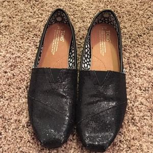 Black Sparkle TOMS; NEVER WORN