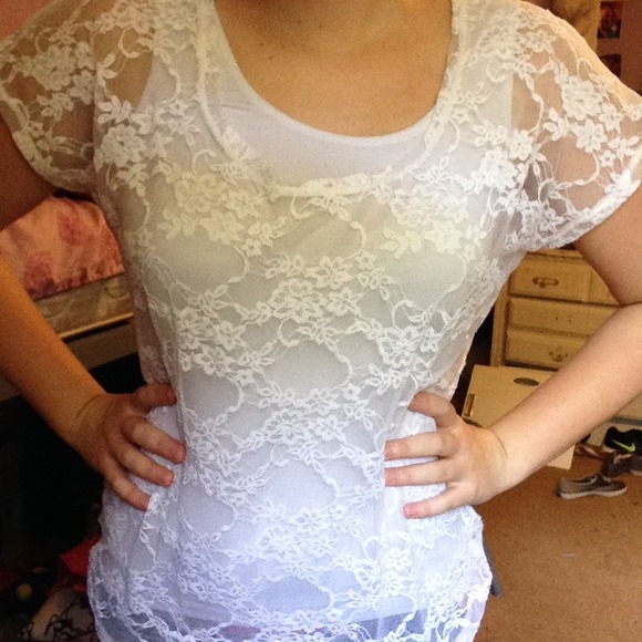 White Lace See Through Shirt