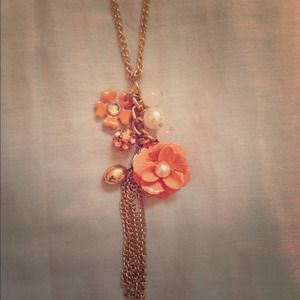 Long gold/pink necklace