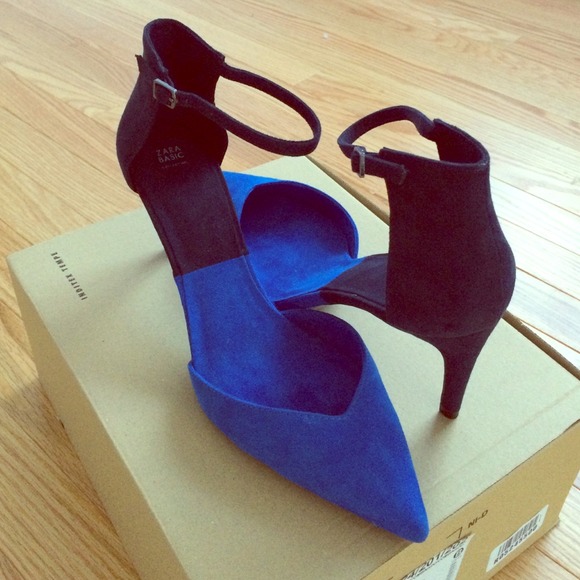 Zara Shoes - Zara pointy pumps with an ankle strap blue/black