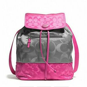 Coach Signature Nylon Colorblock Backpack