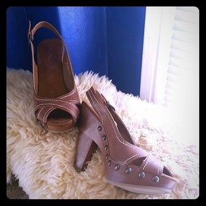 Brown MIA slingback sandal with studs