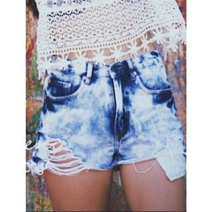Bleach died high waisted shorts.