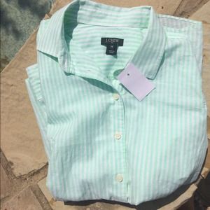 J.Crew mint striped button up