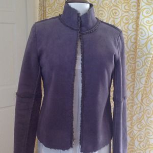 Women's Velvet Shearling Charcoal Jacket Small