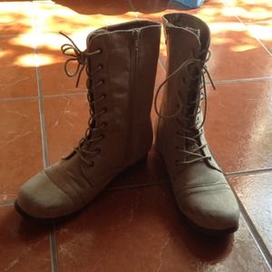 Faux Suede beige Combat boots