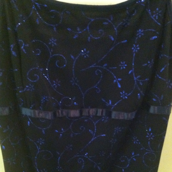 Navy polyester spaghetti strap glitter daisy dress - Picture 2 of 3