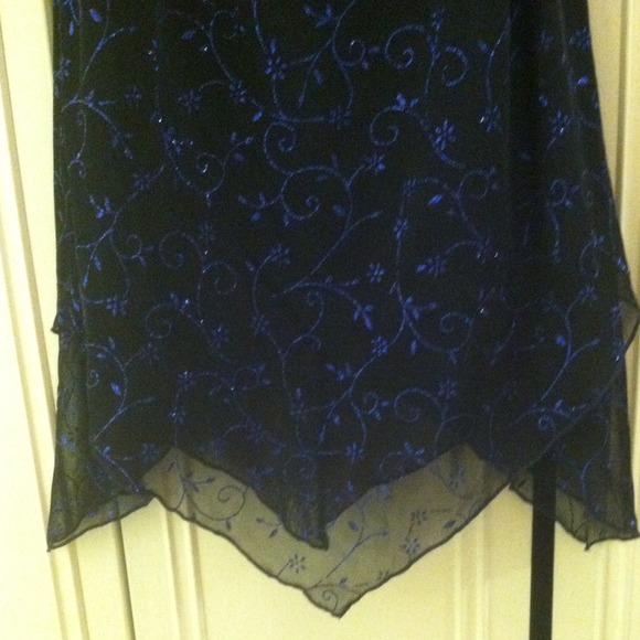 Navy polyester spaghetti strap glitter daisy dress - Picture 3 of 3