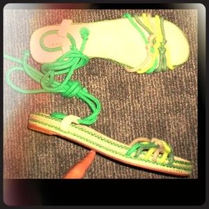 NWOT Marc Jacobs green ankle tie sandals