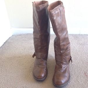 HOLD Brown Faux Leather Riding Boots