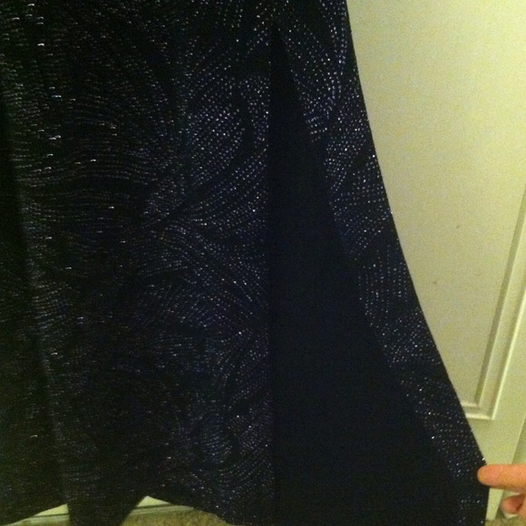 Black w/ purple glitter halter gown w/ slit. - Picture 3 of 3