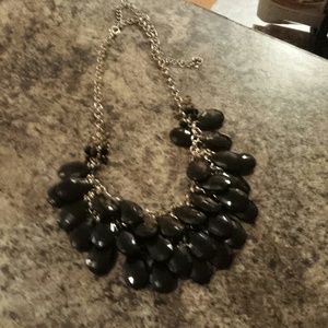 Black teardrop big statement necklace