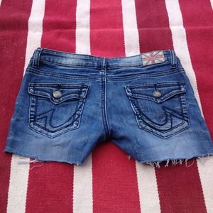Machine denim cutoff shorts