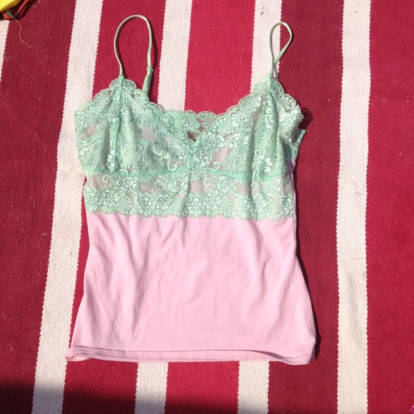 Pink & pink/green lace tank tops! - Picture 2 of 3