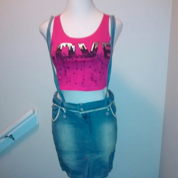 Overall denim skirt