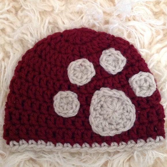 NEWBORN soft maroon&grey beanie