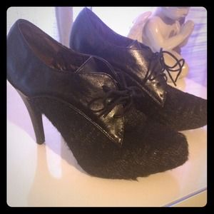 Dollhouse Black Pony Hair Angle Boots.