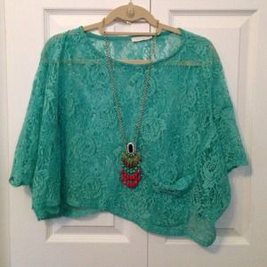 Bright blue lace shift top