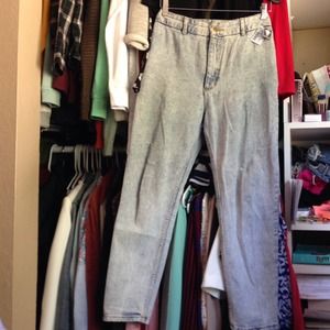 High waisted acid wasted pants