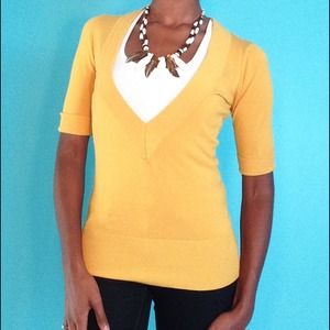 Forever 21 Yellow deep v Sweater