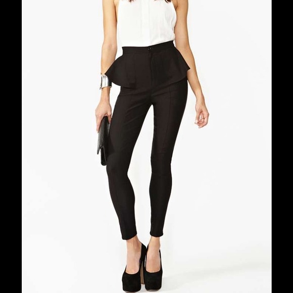 Nasty Gal High Waist Black Peplum Pants-Sz Small