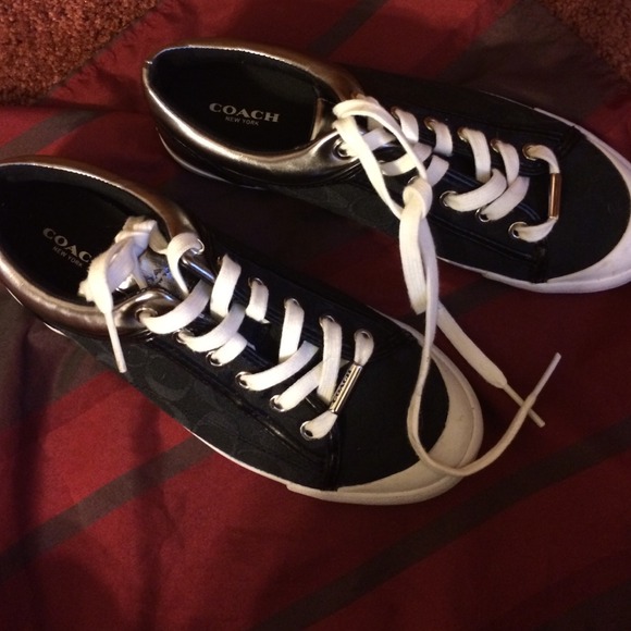 Black and silver coach sneakers size 8