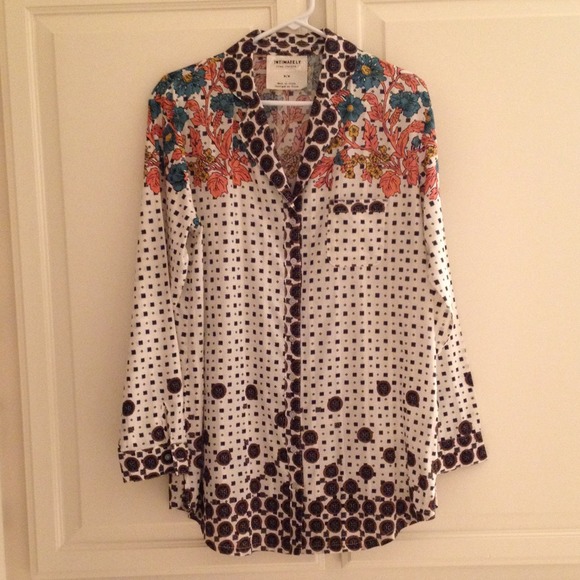 Free People button-down tunic length shirt