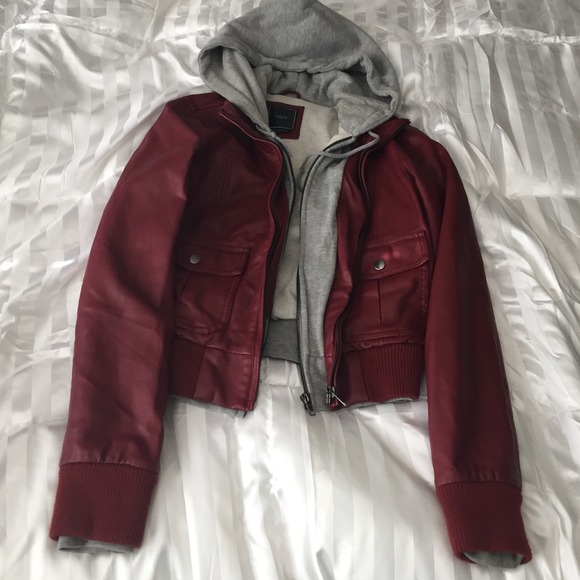 Obey burgundy leather jacket