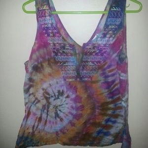 Authentic Tye Dyed Tank WITH embroidery.  ?