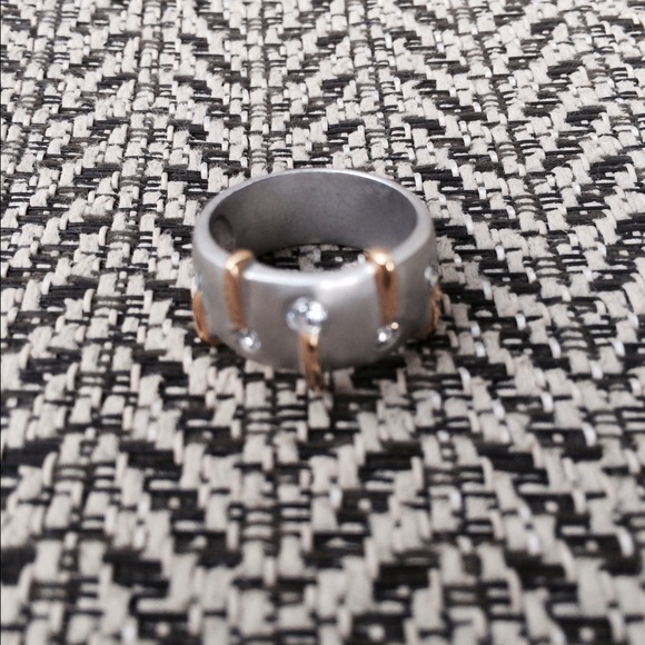 SOLD IN BUNDLE Brushed Silver and Rhinestone Ring - Picture 3 of 3