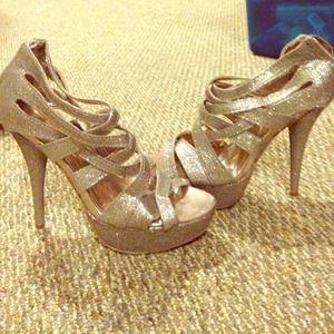 Gold sparkly heels