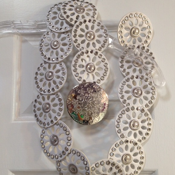 White and silver southwestern/country belt