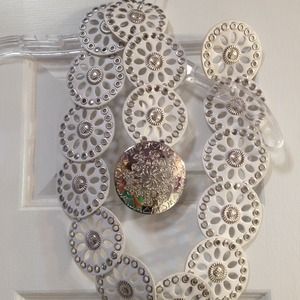 White and silver southwestern/country belt