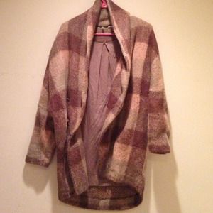 On hold - Oversized pink plaid sweater coat
